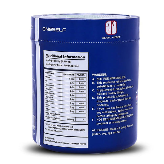Apex Vitals Micronized Creatine Monohydrate 300 G – 100 Servings