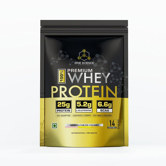 One Science Premium Whey Protein 1LB (454g) | 25g Protein, 6.6g BCAA, 5.2g Glutamine | Muscle Growth & Recovery
