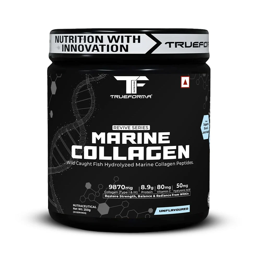 Trueforma Marine Collagen Powder | Type I & III | Skin Glow, Hair, Joints & Anti-Aging Support (250g / 25 Servings)