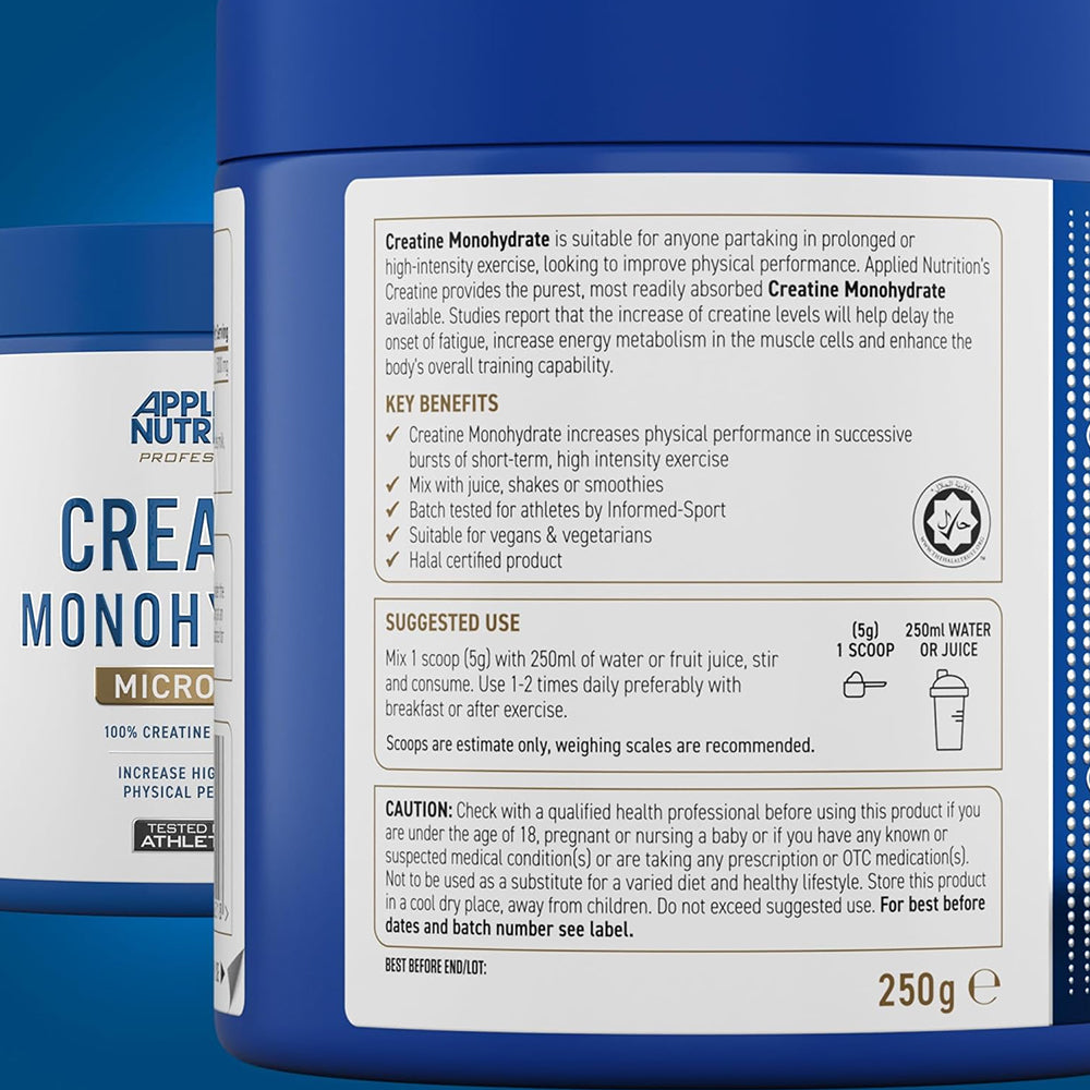 Applied Nutrition Creatine Monohydrate Micronized Powder 250g – 50 Servings