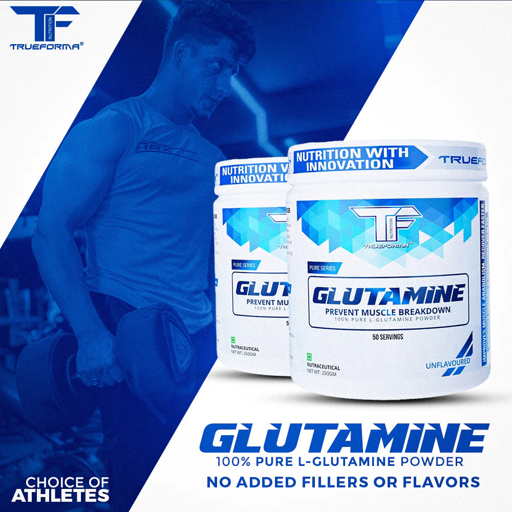 Trueforma L-Glutamine Powder | 100% Pure Glutamine | Muscle Recovery, Reduced Soreness & Gut Support (250g / 50 Servings)