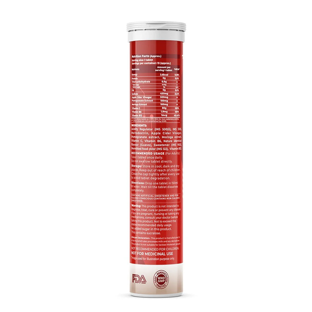 Apple Cider Vinegar Effervescent Tablets | Weight Management, Digestion & Detox Support | Guava & Grape Flavour | Trueforma
