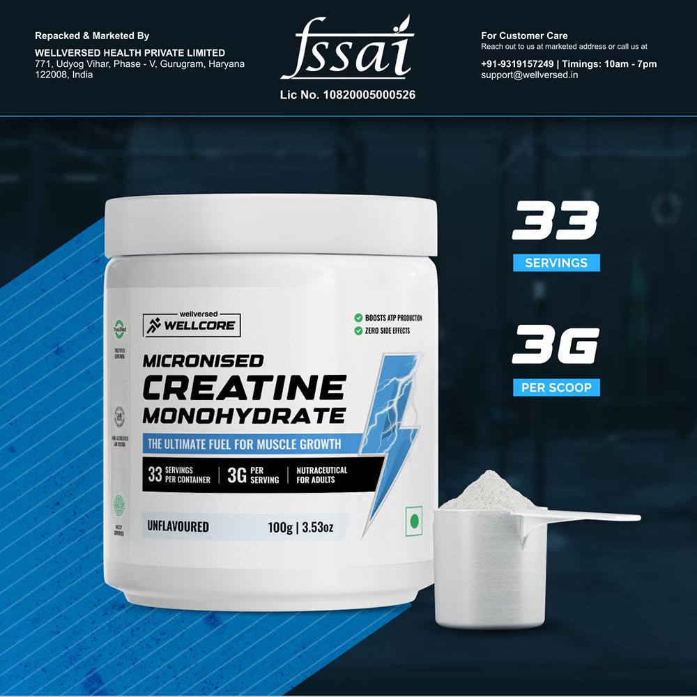WELLCORE MICRONISED CREATINE MONOHYDRATED- UNFLAVOURED