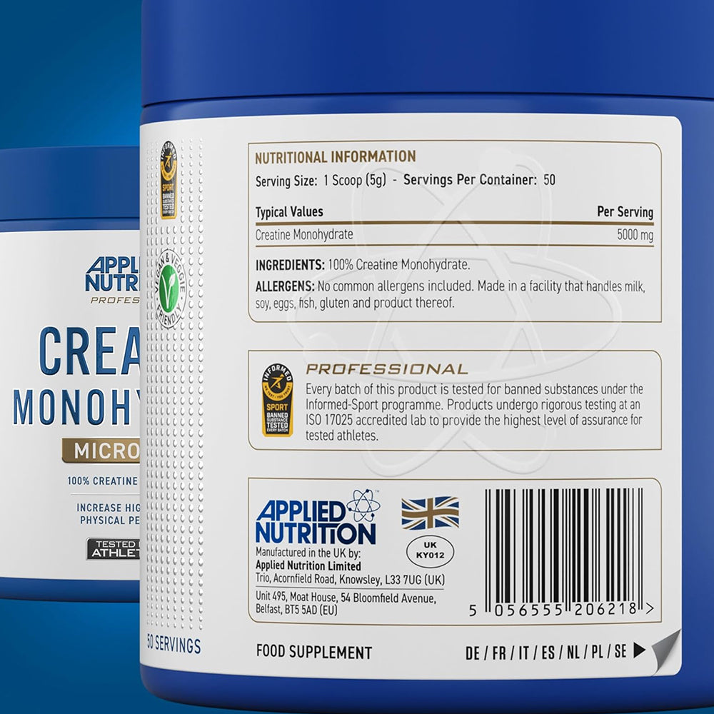 Applied Nutrition Creatine Monohydrate Micronized Powder 250g – 50 Servings