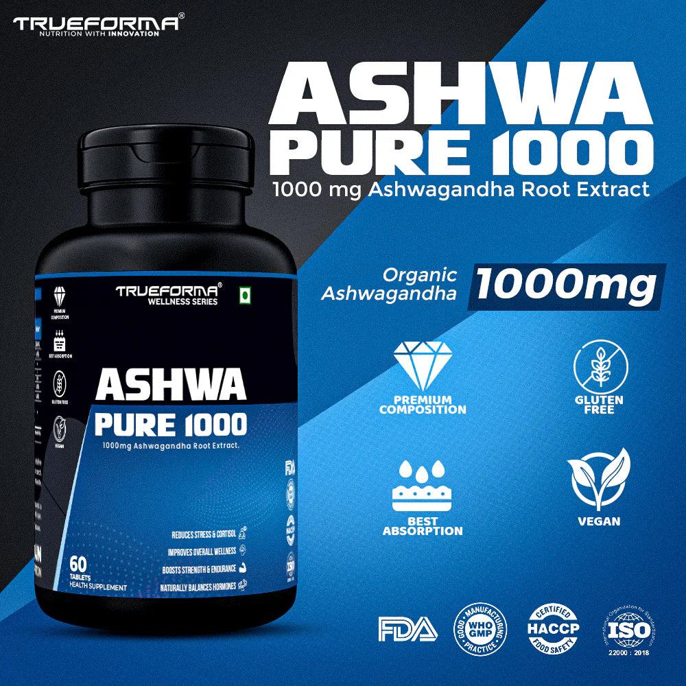 Trueforma® Ashwa Pure 1000 – Ashwagandha Root Extract | 60 Tablets