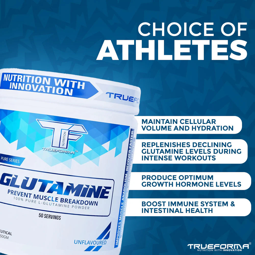 Trueforma L-Glutamine Powder | 100% Pure Glutamine | Muscle Recovery, Reduced Soreness & Gut Support (250g / 50 Servings)
