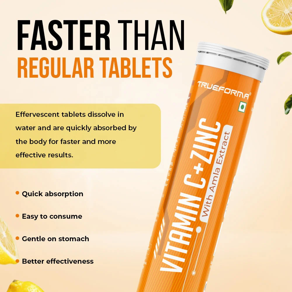 Trueforma® Vitamin C & amp; Zinc with Amla Extract | Effervescent Tablets