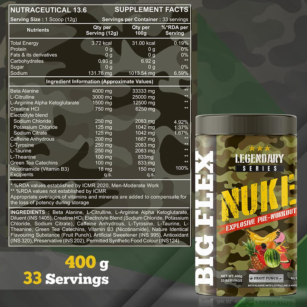 Big Flex Nuke Explosive Pre -Workout| 33 Servings