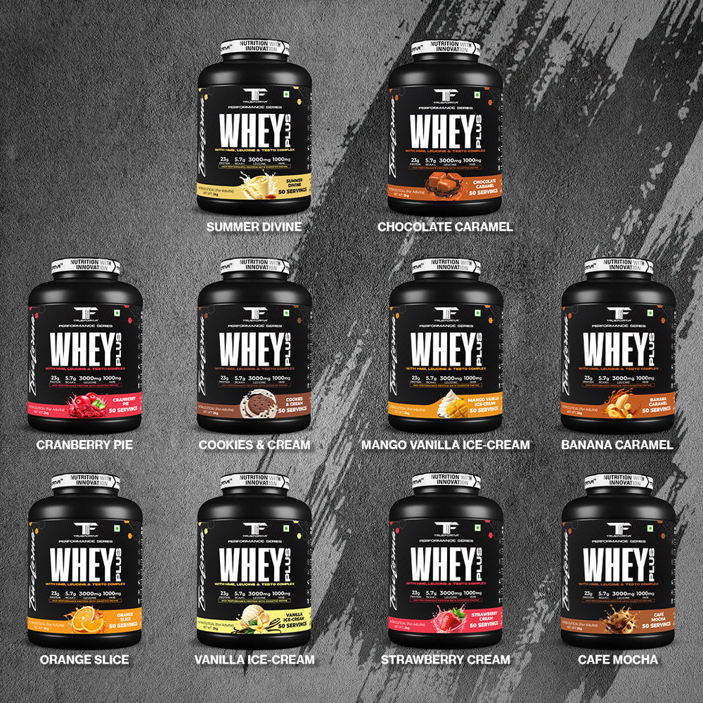 Whey Plus Protein Powder | 23g Protein, BCAA, Leucine & HMB | Muscle Growth & Recovery | 50 Servings | Trueforma