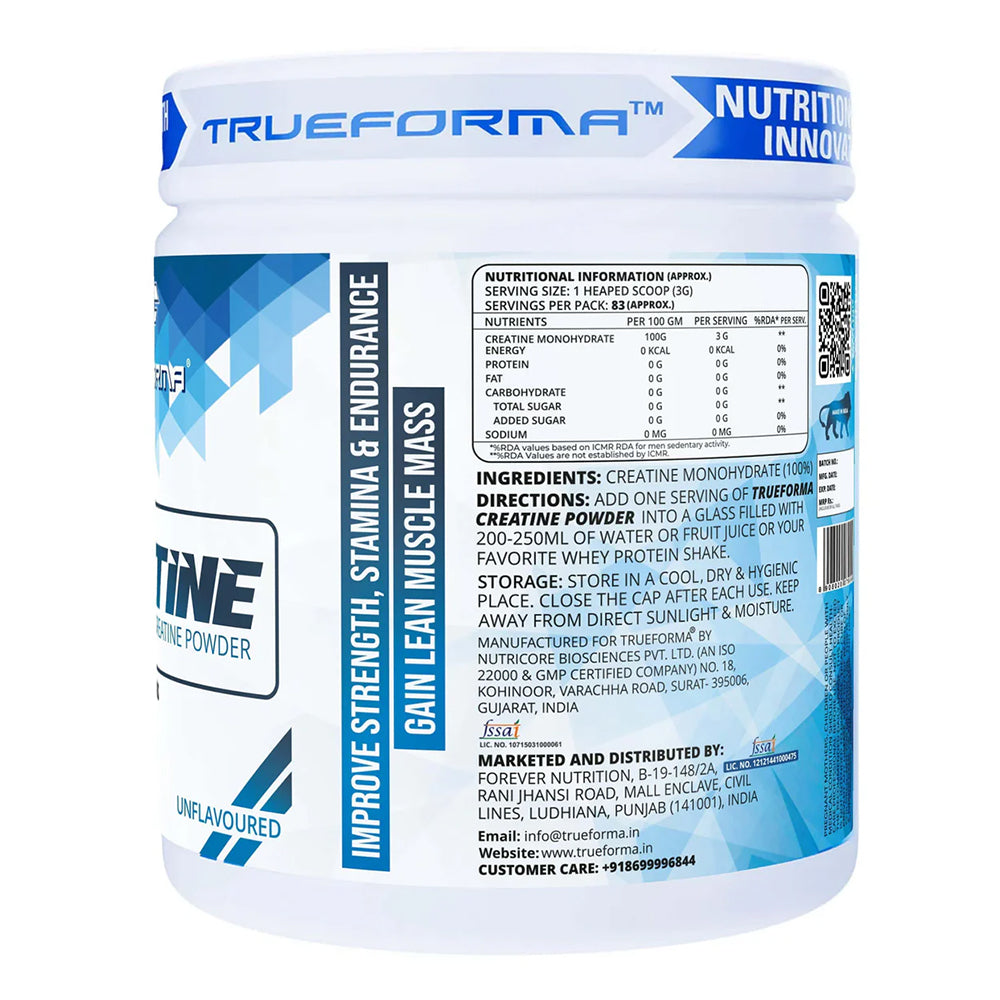 Trueforma® Creatine Powder – 100% Micronized Creatine Monohydrate