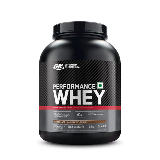 Optimum Nutrition (ON) Performance Whey Protein Powder, 24g Protein,2Kg (Chocolate Milkshake), Ultra-Filtered and Concentrated All-Whey Protein