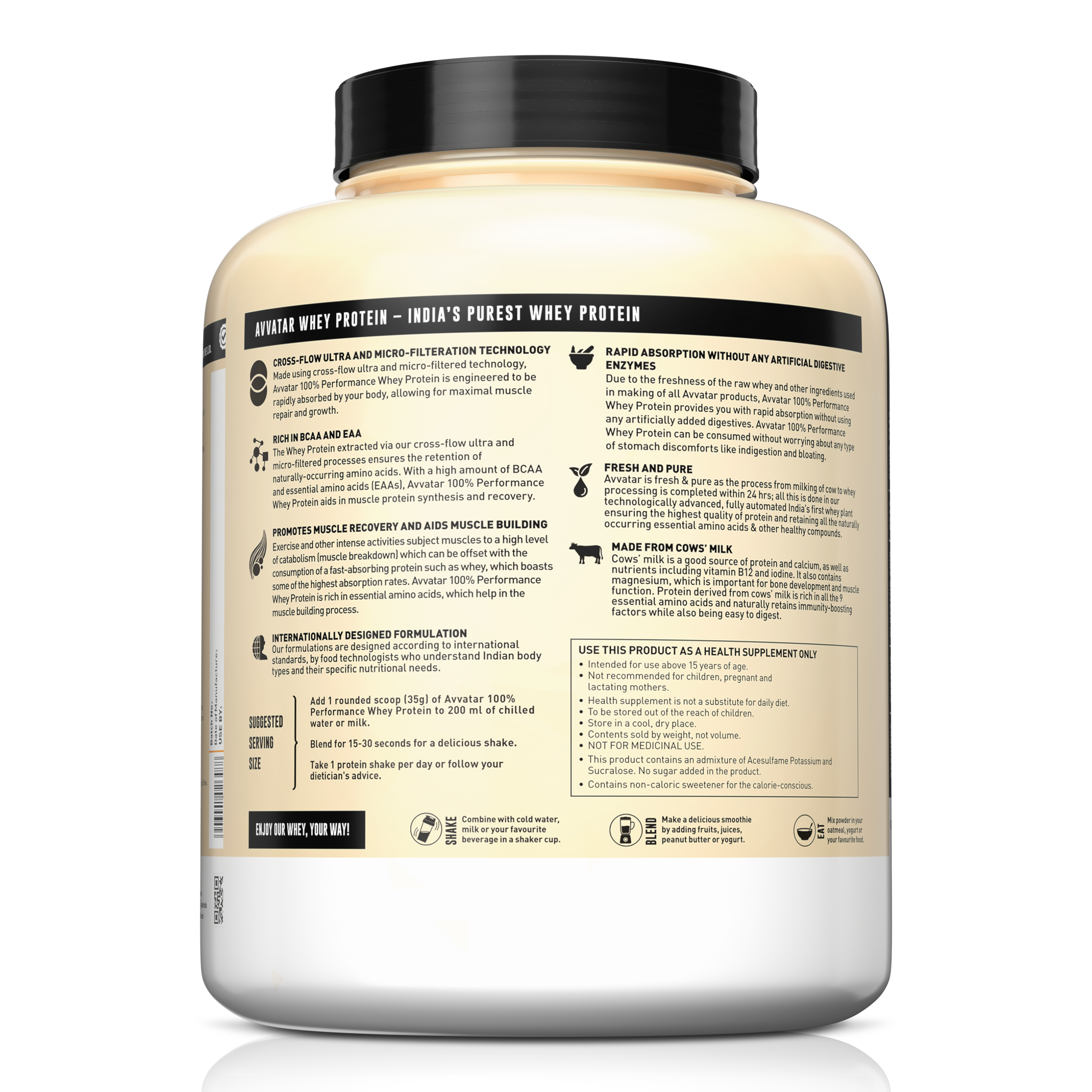 Avvatar 100% Performance Whey Protein | High Protein Powder for Muscle Growth & Recovery