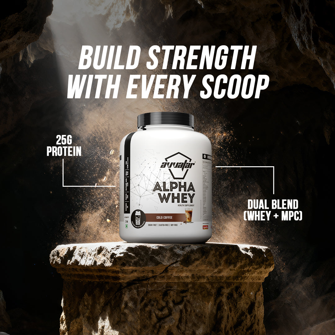 Avvatar Alpha Whey Protein | 2 Kg | 25g Protein per Serving | Whey & Milk Protein Blend