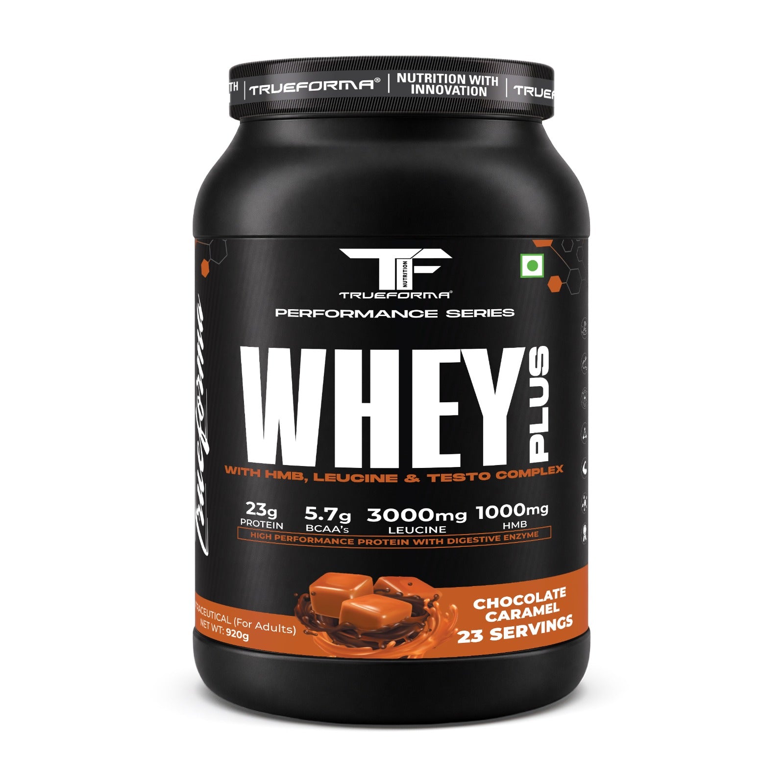 Whey Plus Protein Powder | 23g Protein, BCAA, Leucine & HMB | Muscle Growth & Recovery | 50 Servings | Trueforma