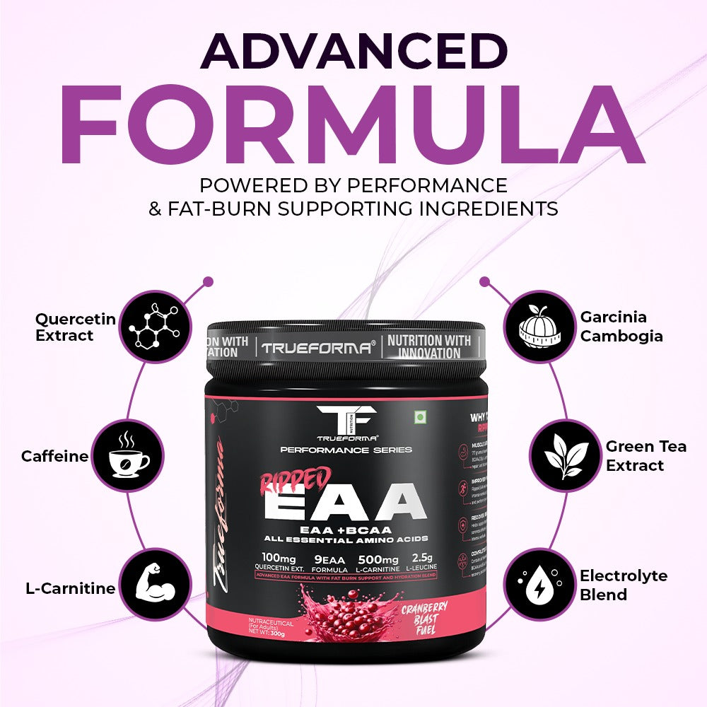 Trueforma® Ripped EAA + BCAA | Essential Amino Acids with Fat Burner Support | 30 Servings