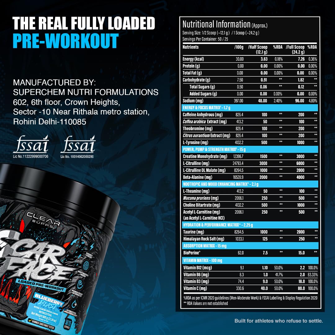 Clear Supps Scarface Fully Loaded Pre-Workout | 605g