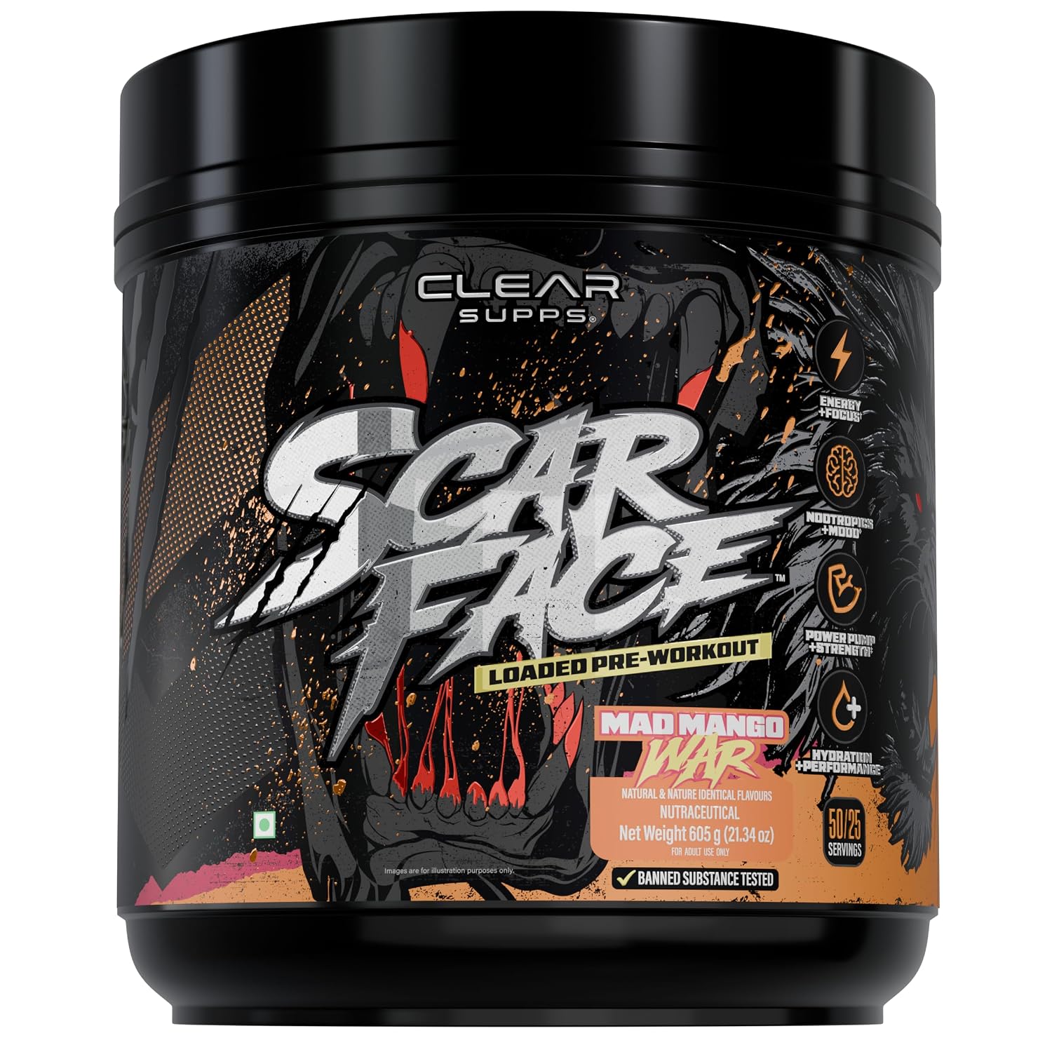 Clear Supps Scarface Fully Loaded Pre-Workout | 605g