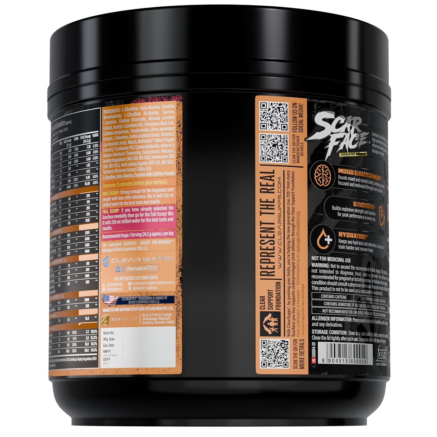 Clear Supps Scarface Fully Loaded Pre-Workout | 605g