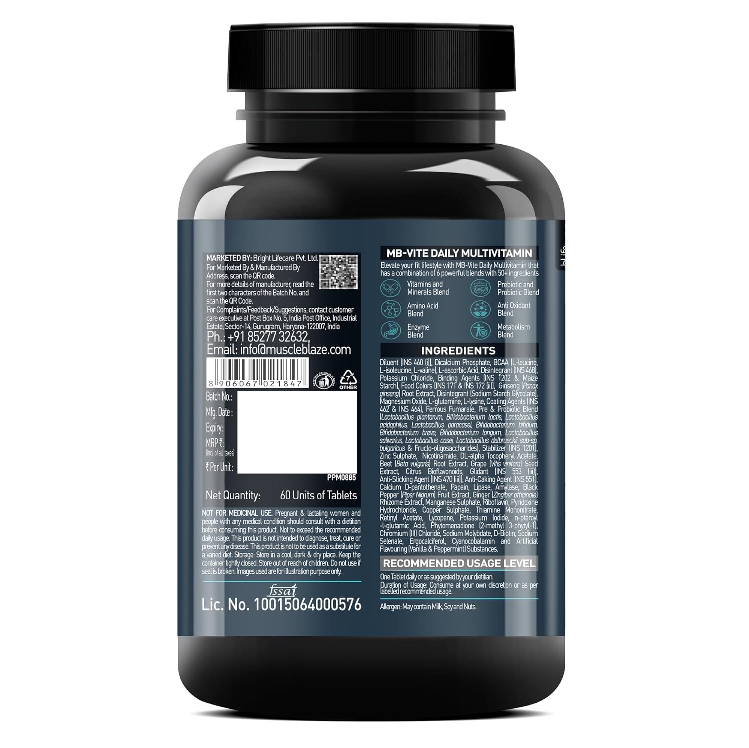 MuscleBlaze MB-Vite Daily Multivitamin, 60 Tablets | With 51 Ingredients & 6 Blends | For Energy, Stamina & Recovery