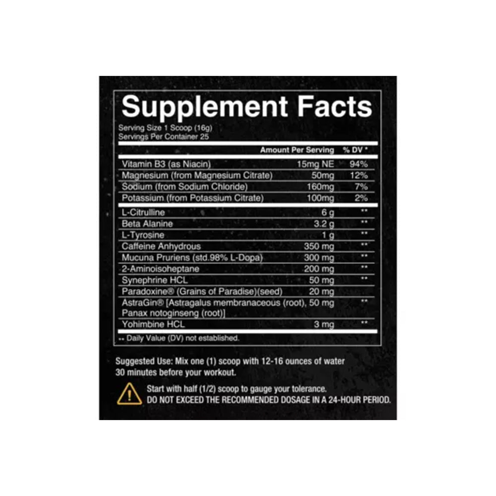 Convict High Stim Pre Workout 25 Servings | Extreme Energy, Focus & Pump Formula