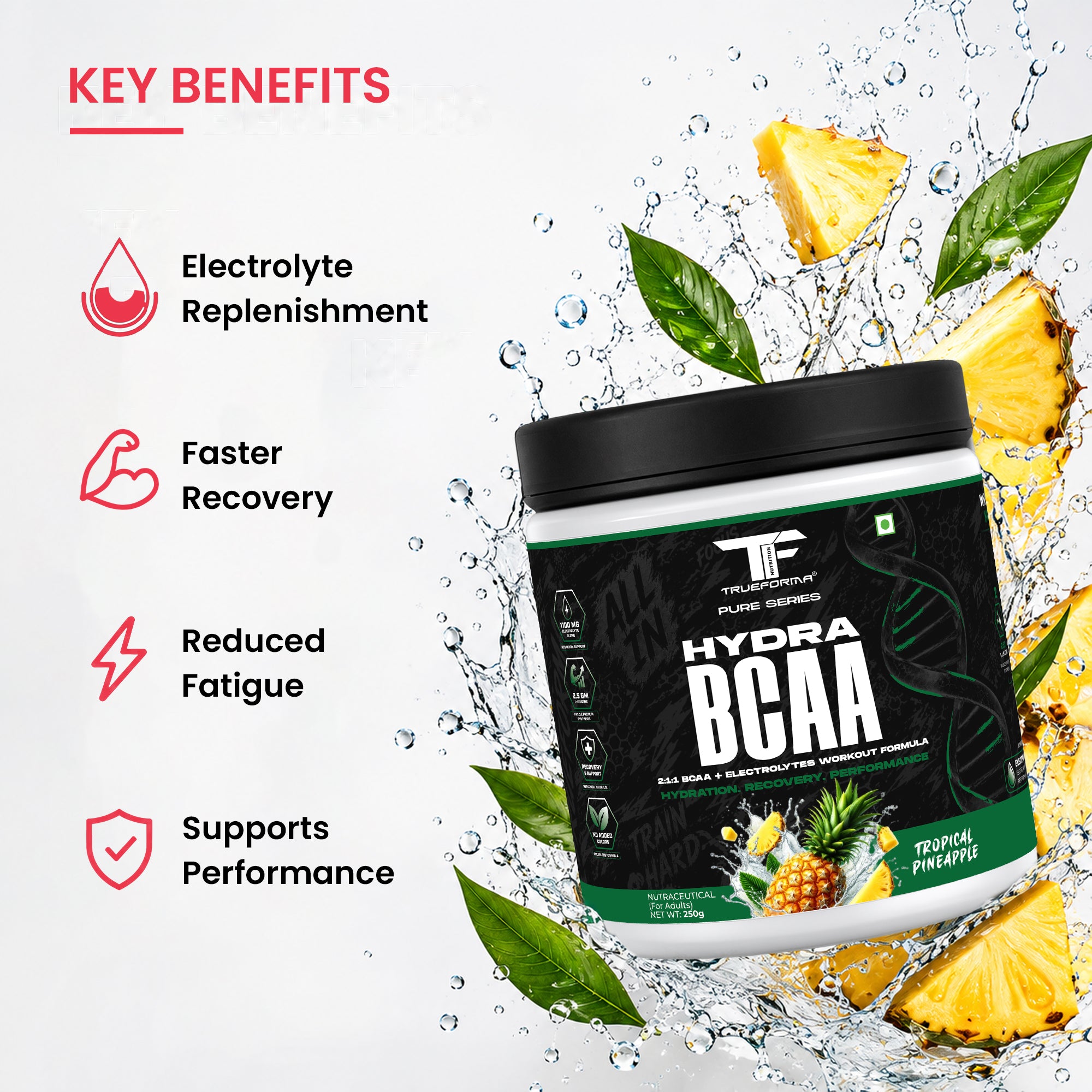 Trueforma® Hydra BCAA – 2:1:1 BCAA + Electrolytes | 30 Servings