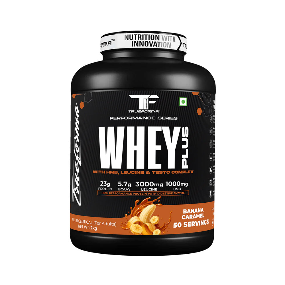 Whey Plus Protein Powder | 23g Protein, BCAA, Leucine & HMB | Muscle Growth & Recovery | 50 Servings | Trueforma