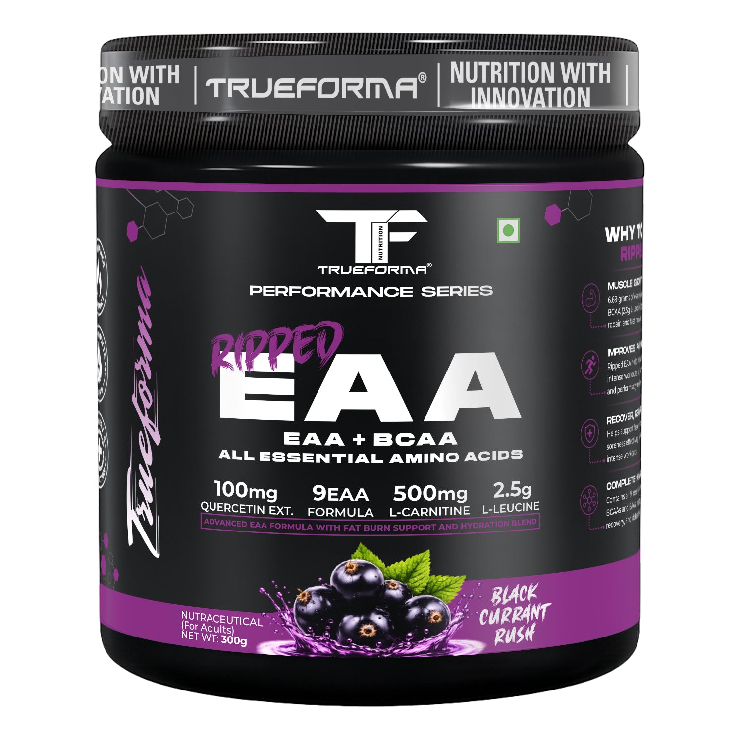 Trueforma® Ripped EAA + BCAA | Essential Amino Acids with Fat Burner Support | 30 Servings