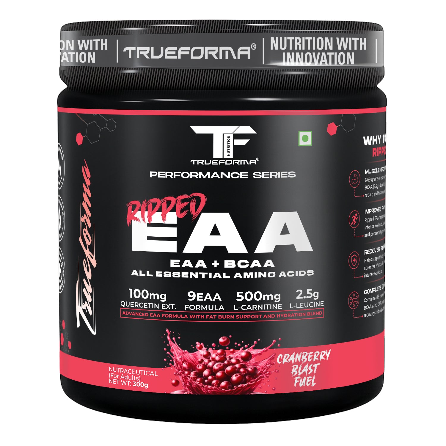 Trueforma® Ripped EAA + BCAA | Essential Amino Acids with Fat Burner Support | 30 Servings