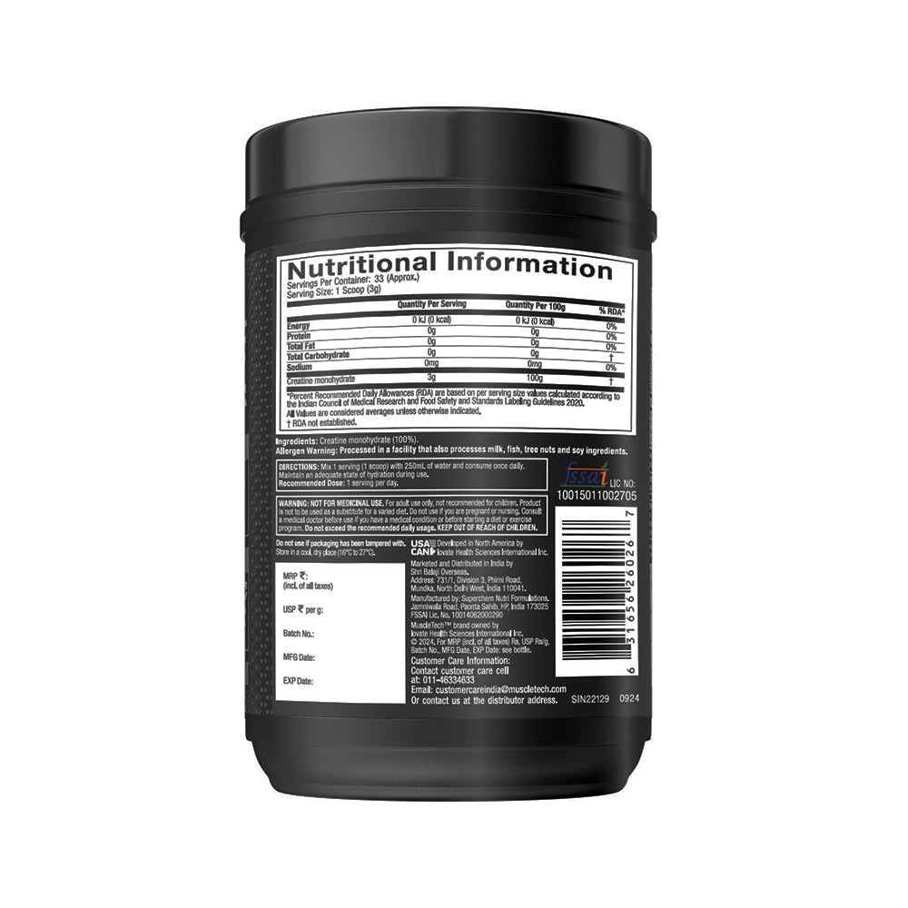 MuscleTech Platinum 100% Creatine (UNFLAVORED) 83 Servings-250 Grams