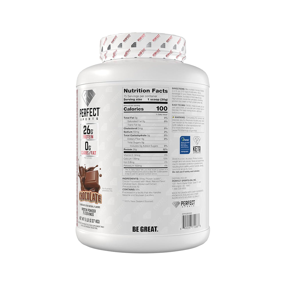 Perfect Sports Diesel New Zealand Whey Isolate | 27g Protein | Zero Carbs & Fat