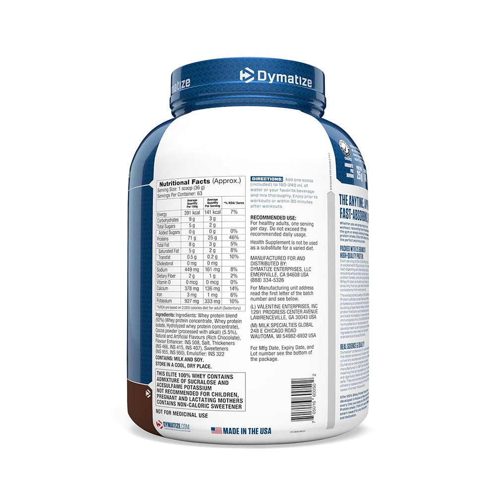 Dymatize Elite 100% Whey Protein | 25g Protein, 5.5g BCAAs, Fast Absorption | Muscle Growth & Recovery (2.3kg / 5lb)