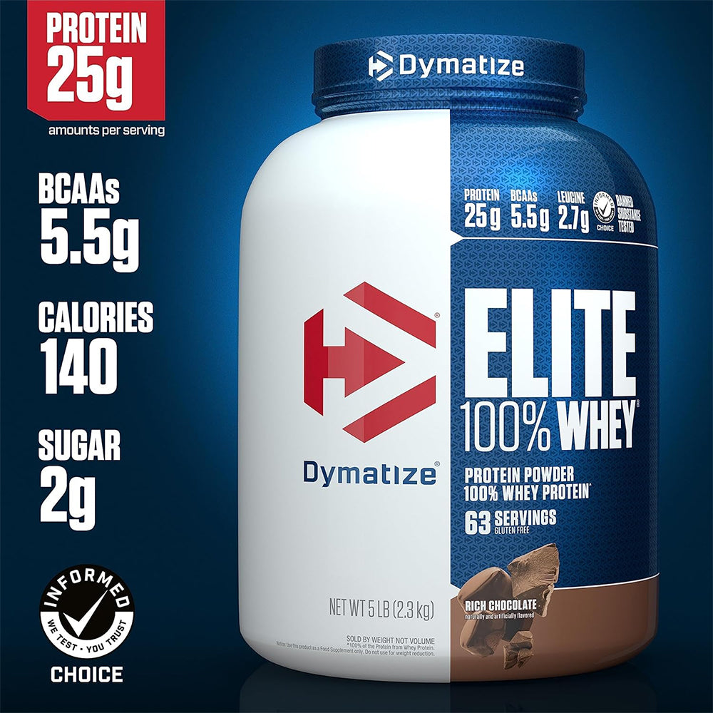 Dymatize Elite 100% Whey Protein | 25g Protein, 5.5g BCAAs, Fast Absorption | Muscle Growth & Recovery (2.3kg / 5lb)