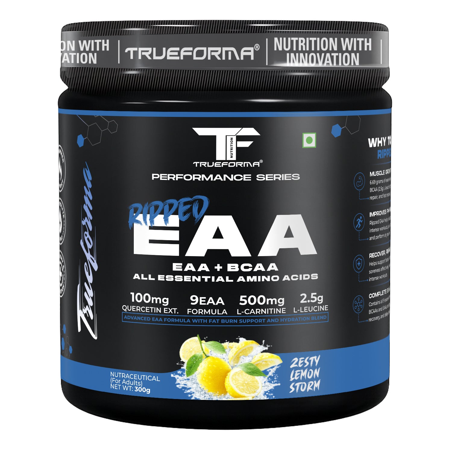 Trueforma® Ripped EAA + BCAA | Essential Amino Acids with Fat Burner Support | 30 Servings