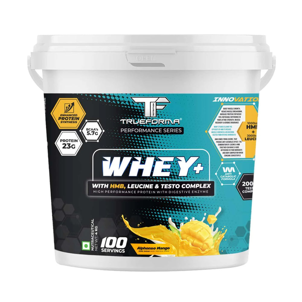 Whey Plus Protein Powder | 23g Protein, BCAA, Leucine & HMB | Muscle Growth & Recovery | 50 Servings | Trueforma