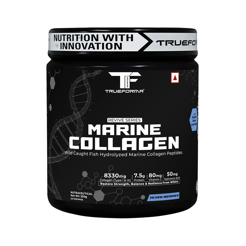 Trueforma Marine Collagen Powder | Type I & III | Skin Glow, Hair, Joints & Anti-Aging Support (250g / 25 Servings)