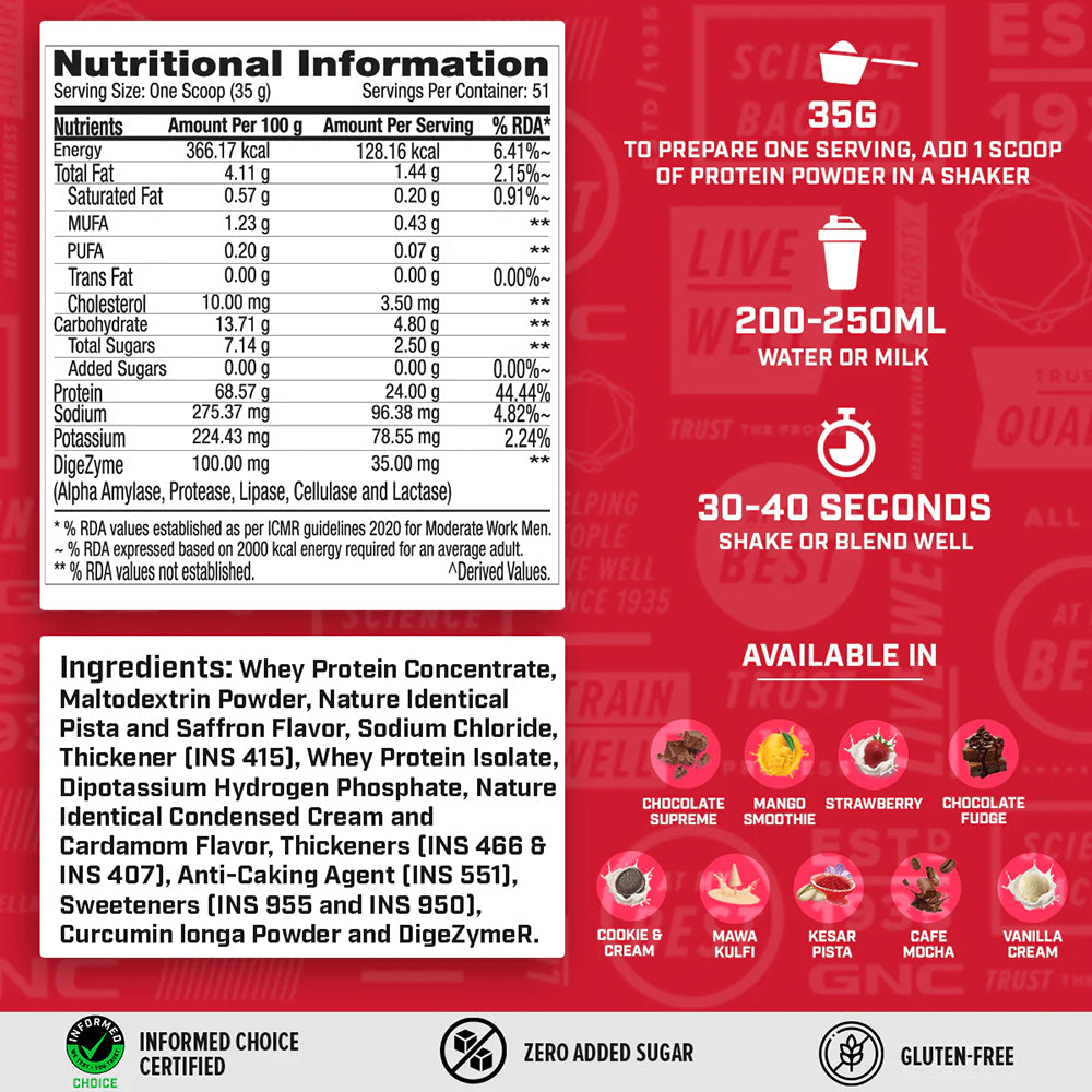 GNC Pro Performance 100% Whey Protein 4 lbs (1.8 Kg)