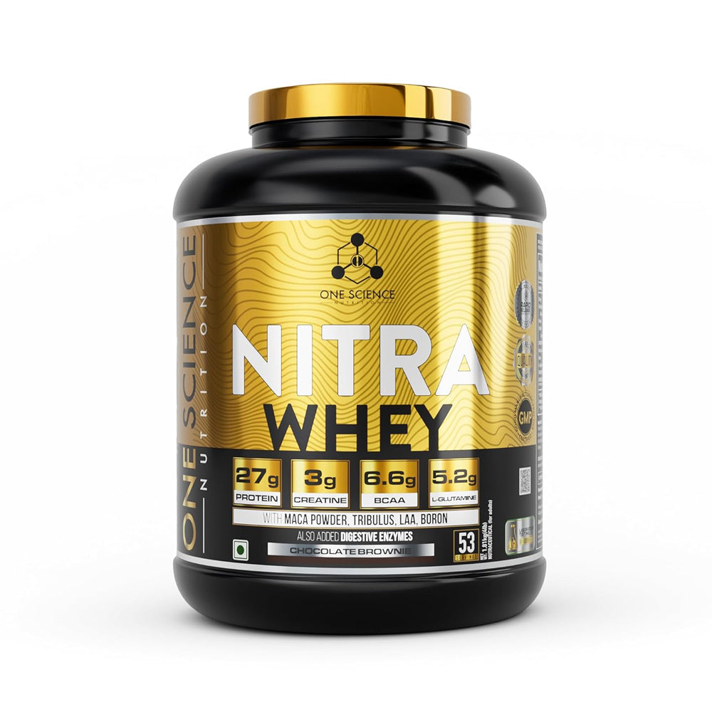 One Science Nutrition Nitra Whey Protein Powder Tiger Combo Pack | 27g Protein, 3g Creatine, 6.6g BCAA | With Testosterone Booster + FREE Daily Multivitamin
