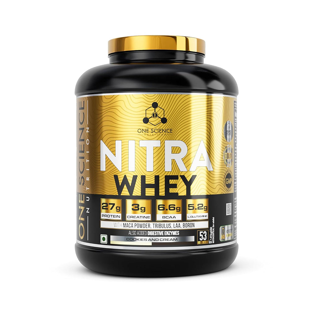 One Science Nutrition Nitra Whey Protein Powder Tiger Combo Pack | 27g Protein, 3g Creatine, 6.6g BCAA | With Testosterone Booster + FREE Daily Multivitamin