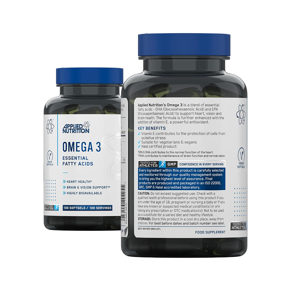 Applied Nutrition Omega 3 Fish Oil (100 Softgels) | 1000mg Fish Oil | Heart, Brain & Joint Support