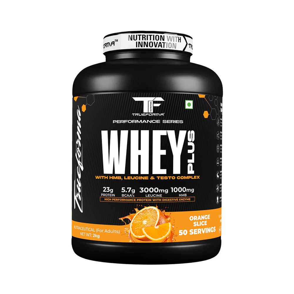 Whey Plus Protein Powder | 23g Protein, BCAA, Leucine & HMB | Muscle Growth & Recovery | 50 Servings | Trueforma