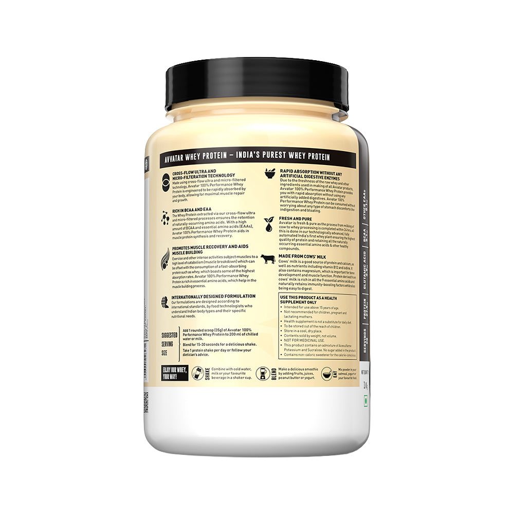 Avvatar 100% Performance Whey Protein | High Protein Powder for Muscle Growth & Recovery