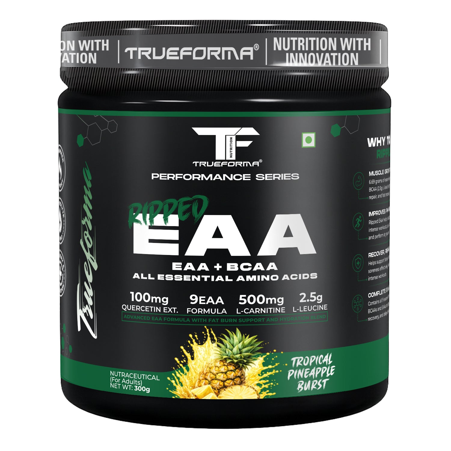 Trueforma® Ripped EAA + BCAA | Essential Amino Acids with Fat Burner Support | 30 Servings