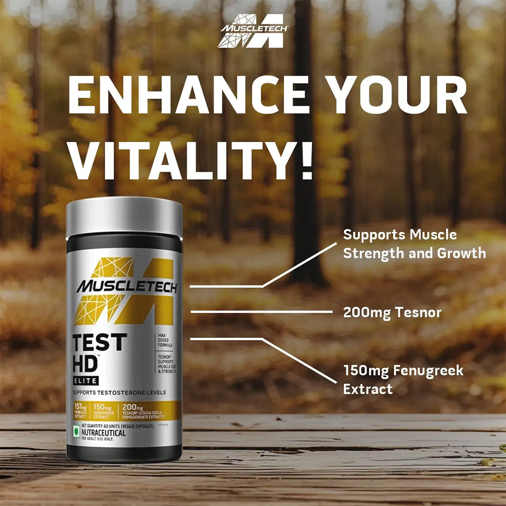 MuscleTech Test HD Elite | Natural Testosterone Support Supplement | Strength, Energy & Vitality Booster | Men’s Performance Formula