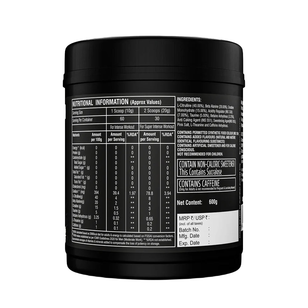 HealthFarm Limitless THPREX Pre Workout 60 Servings | Energy, Focus & Endurance Formula