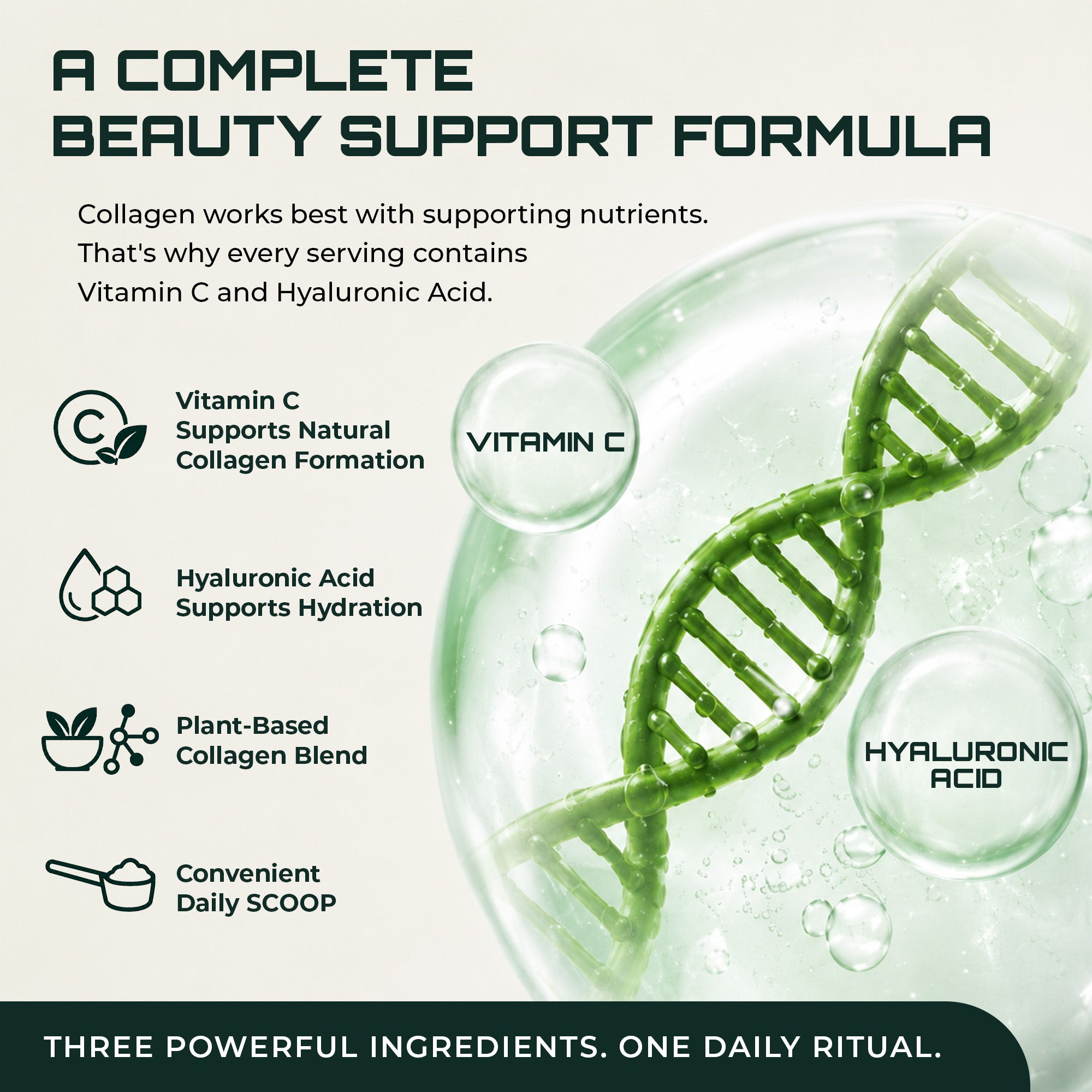 Trueforma® Veg Collagen with Type I & Type III With Vitamin C & Hyaluronic Acid | 30 Servings