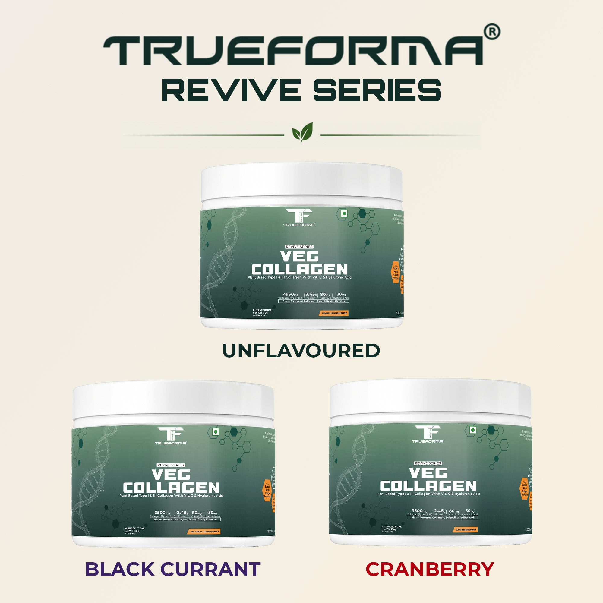 Trueforma® Veg Collagen with Type I & Type III With Vitamin C & Hyaluronic Acid | 30 Servings