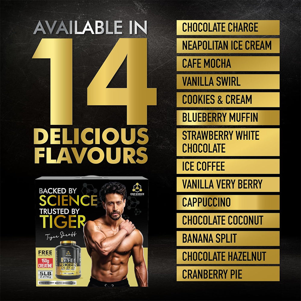 One Science Nutrition Premium Whey Protein Combo | 25g Protein/Scoop, BCAA, Glutamine | Lean Muscle Gain & Faster Recovery | Free 150g Creatine