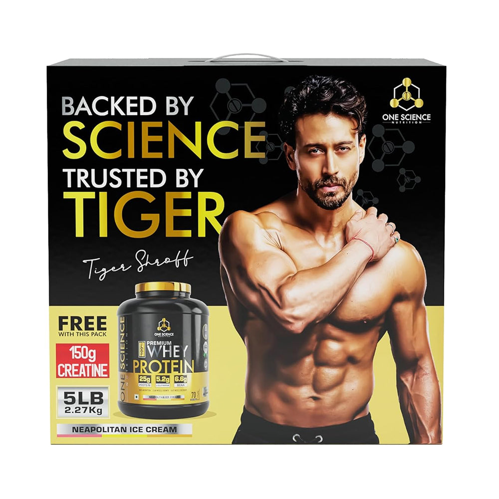 One Science Nutrition Premium Whey Protein Combo | 25g Protein/Scoop, BCAA, Glutamine | Lean Muscle Gain & Faster Recovery | Free 150g Creatine