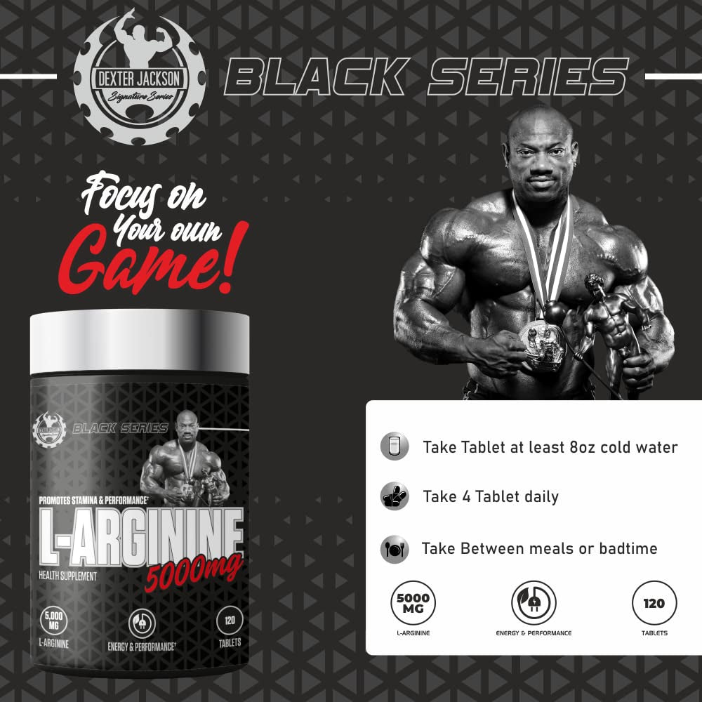 Dexter Jackson L-Arginine 5000mg Tablets | Nitric Oxide Booster | Muscle Pump & Blood Flow Support