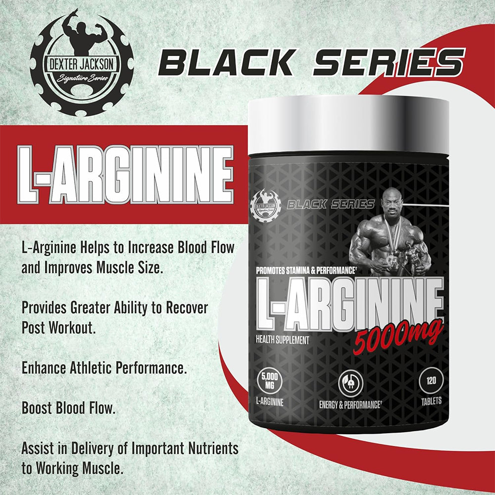 Dexter Jackson L-Arginine 5000mg Tablets | Nitric Oxide Booster | Muscle Pump & Blood Flow Support